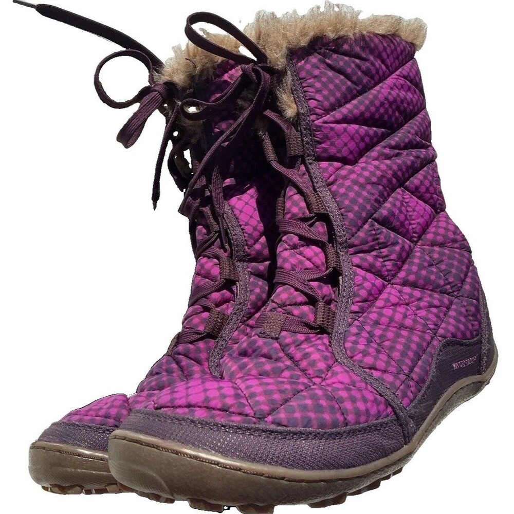 Columbia Women’s Size 8 Purple Quilted Winter Snow Boots Faux Fur Lace Up